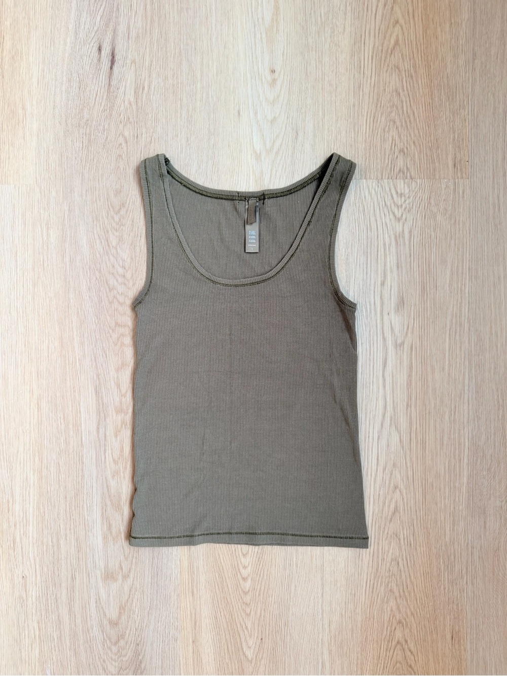 Women's Army Green Ribbed Tank Top